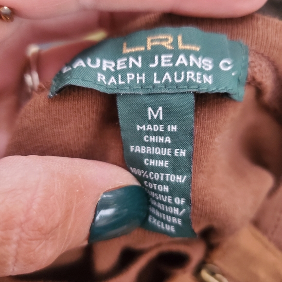 Ralph Lauren Brown Elbow Patch Long Sleeve Tee Women's Size Medium EUC - Picture 6 of 7